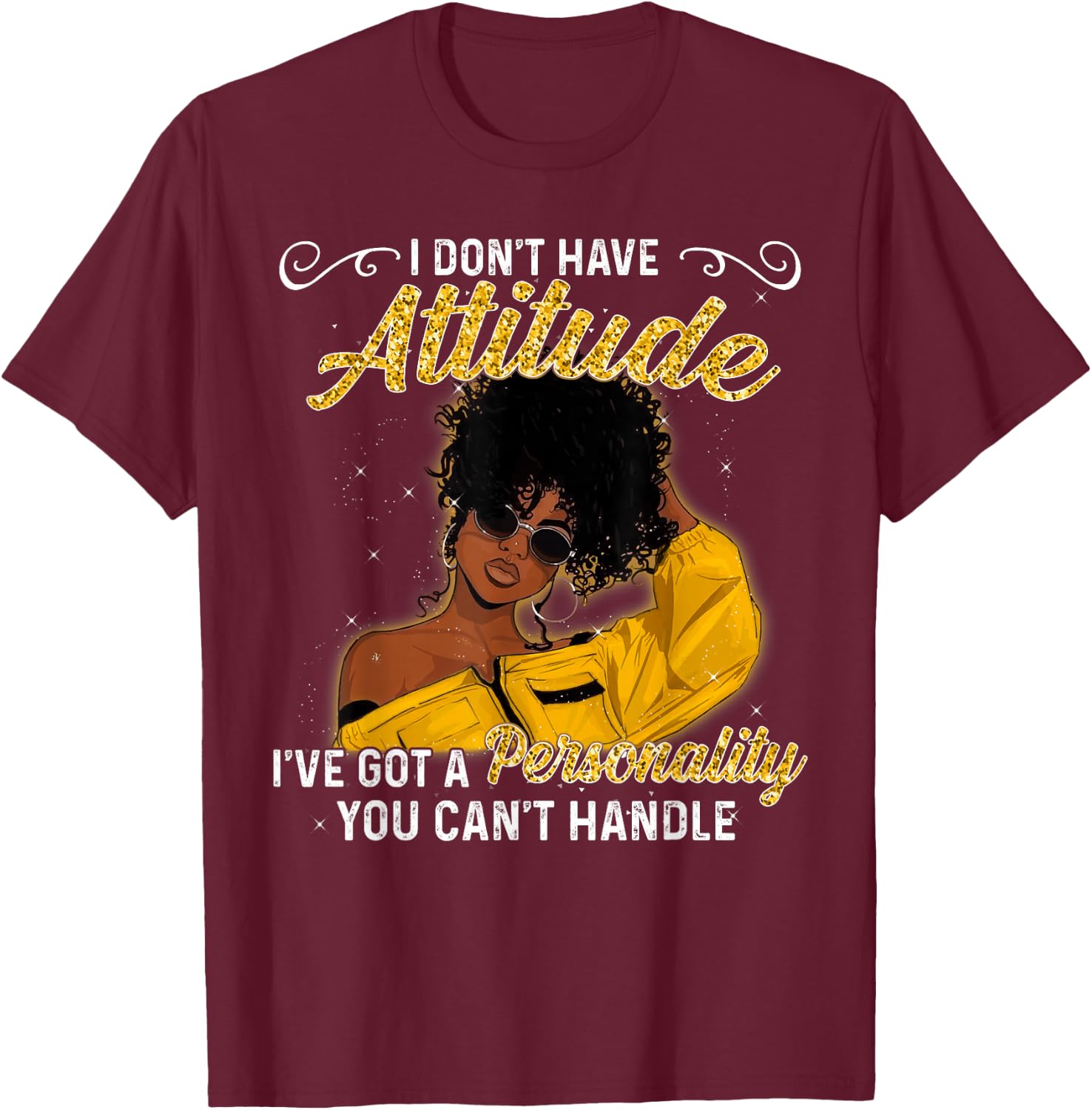 African American Melanin Queen Black Girl Magic Afro Small T-Shirt - T-Shirt | Maroon