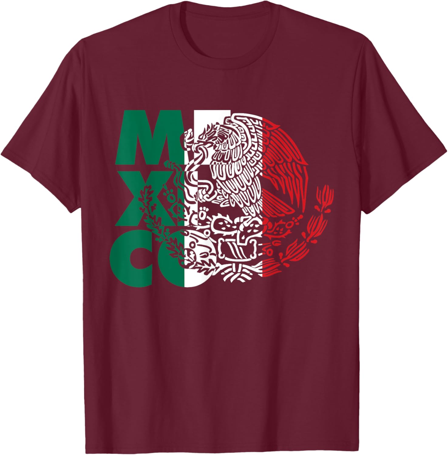 Mexican Flag Mexican Eagle T-Shirt - T-Shirt | Maroon
