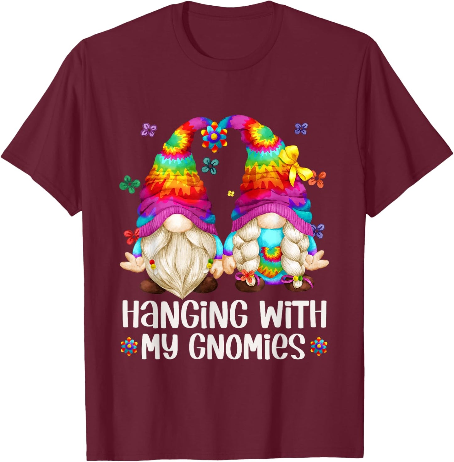 Hippie Gnome For Summer Vacation For Hanging With My Gnomies T-Shirt - T-Shirt | Maroon