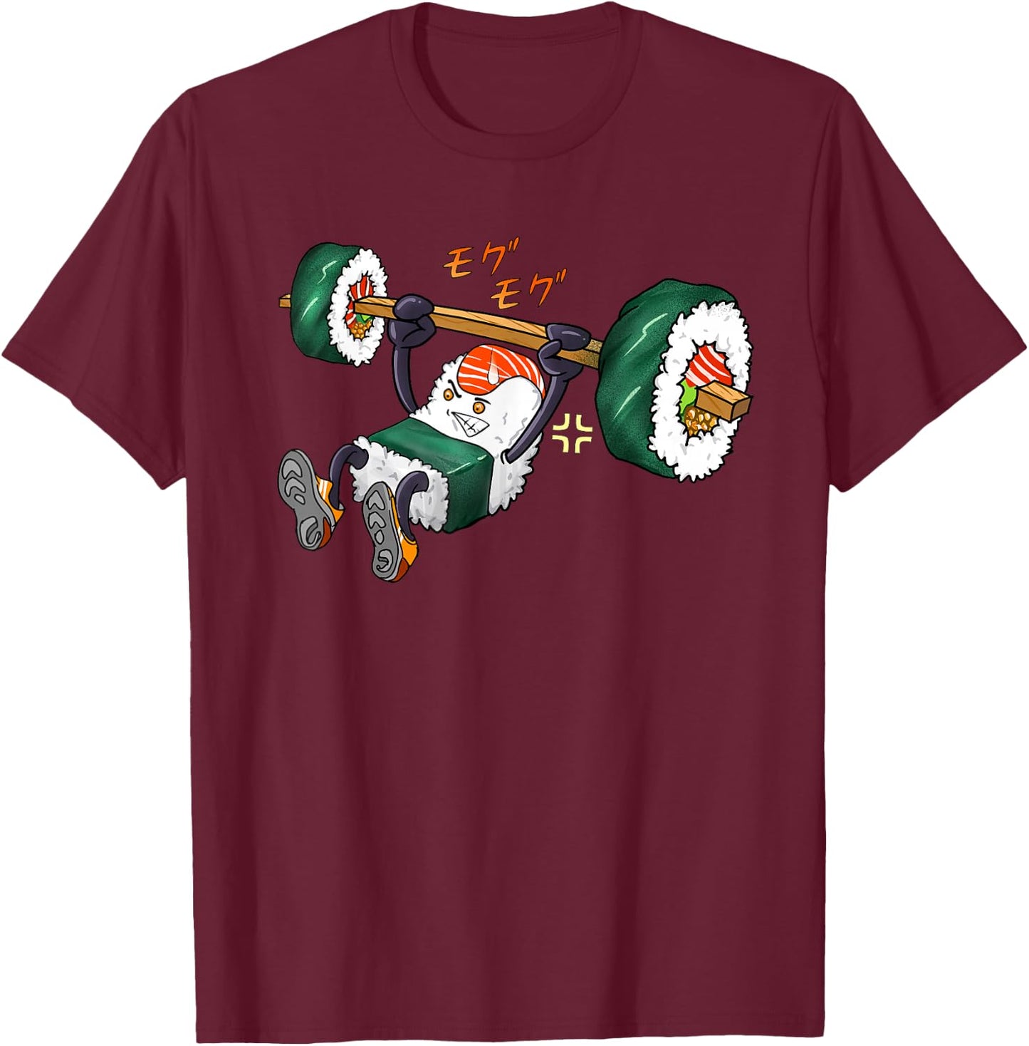 Funny Sushi Weight Lifting Gym Fitness Men Women Kids Gifts T-Shirt - T-Shirt | Maroon
