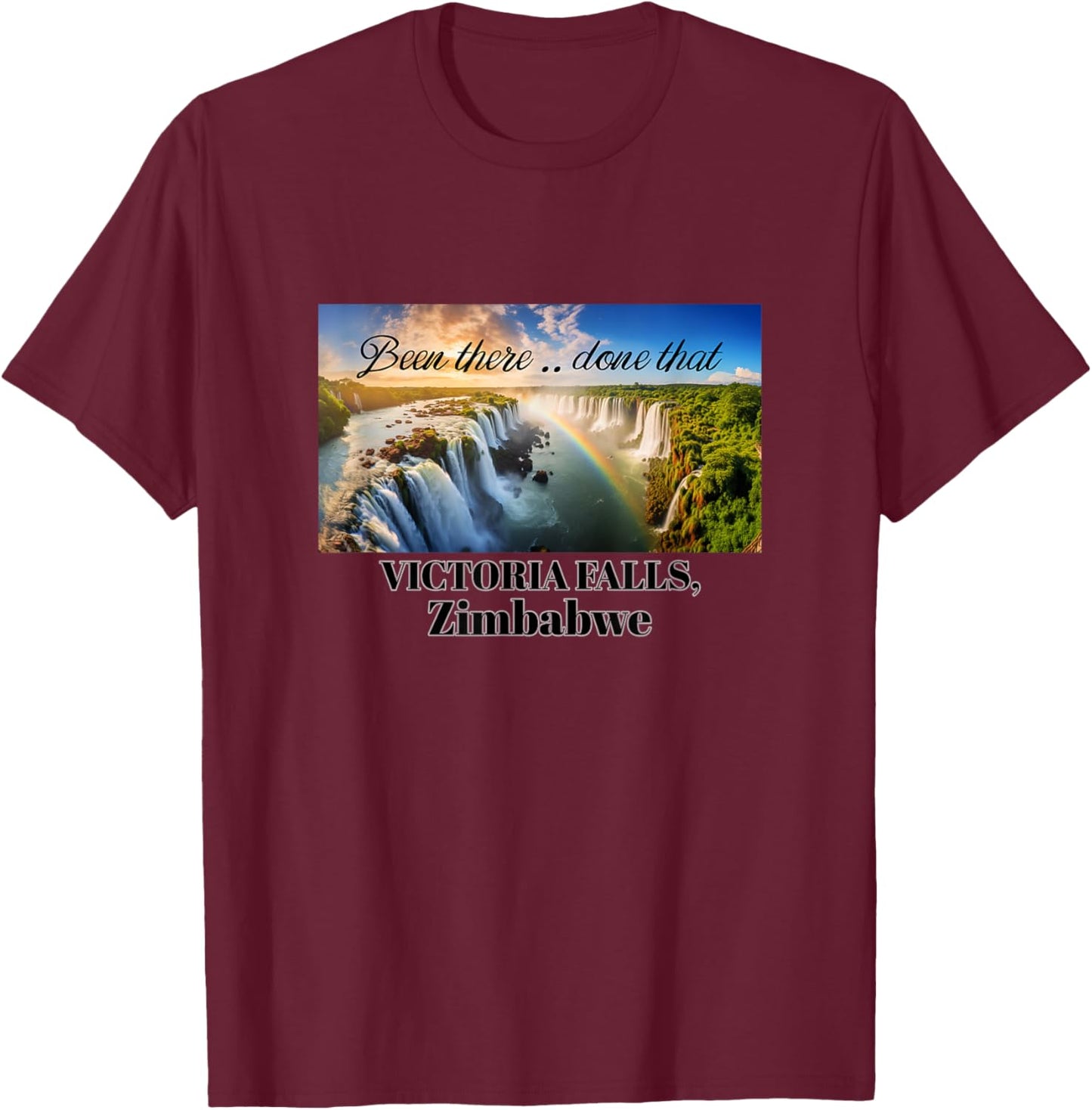 Victoria Falls - Zimbabwe Travel Lover Design T-Shirt - T-Shirt | Maroon