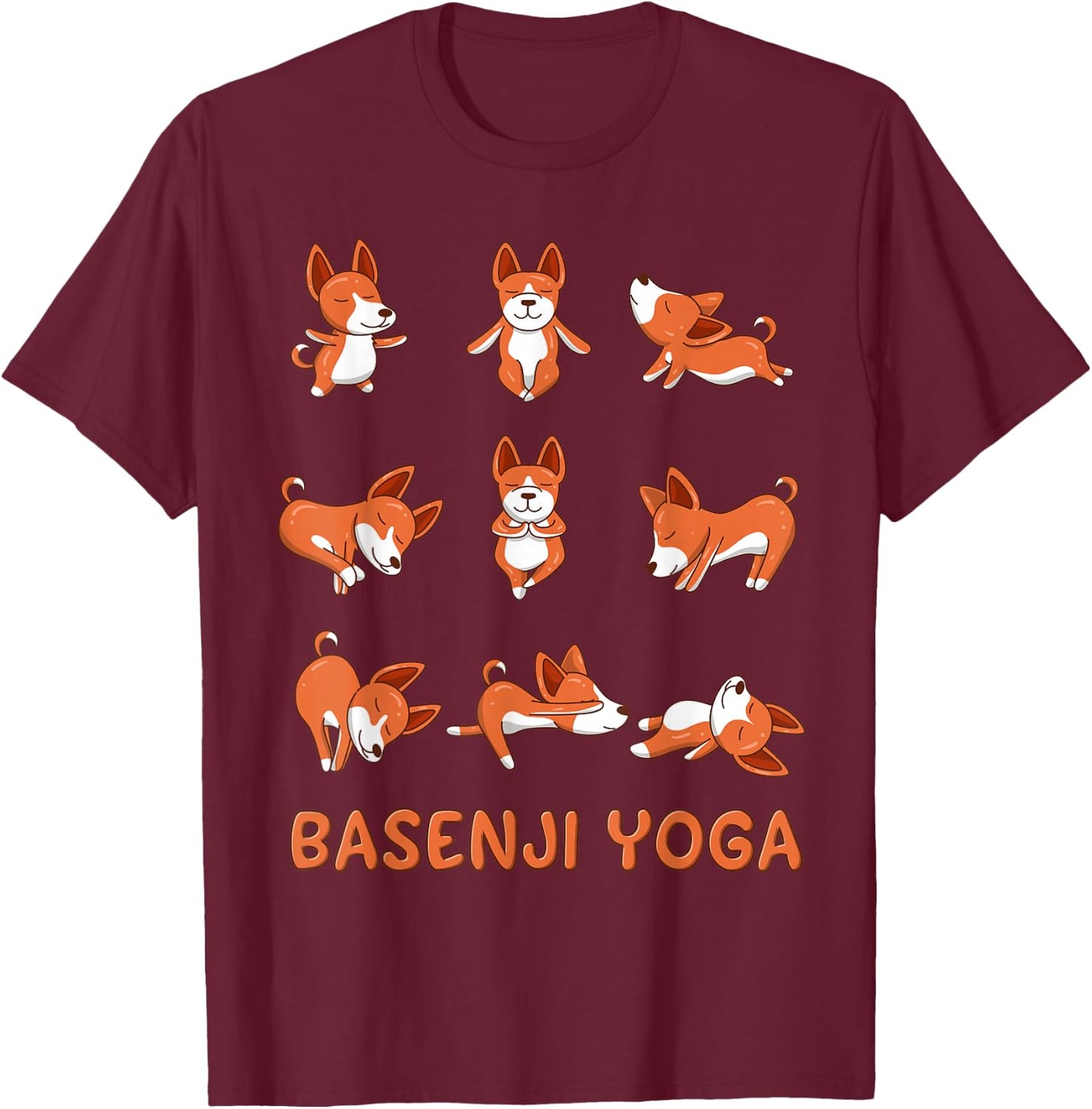 Basenji Yoga shirt Basenji Yoga Pose Meditation T-Shirt - T-Shirt | Maroon