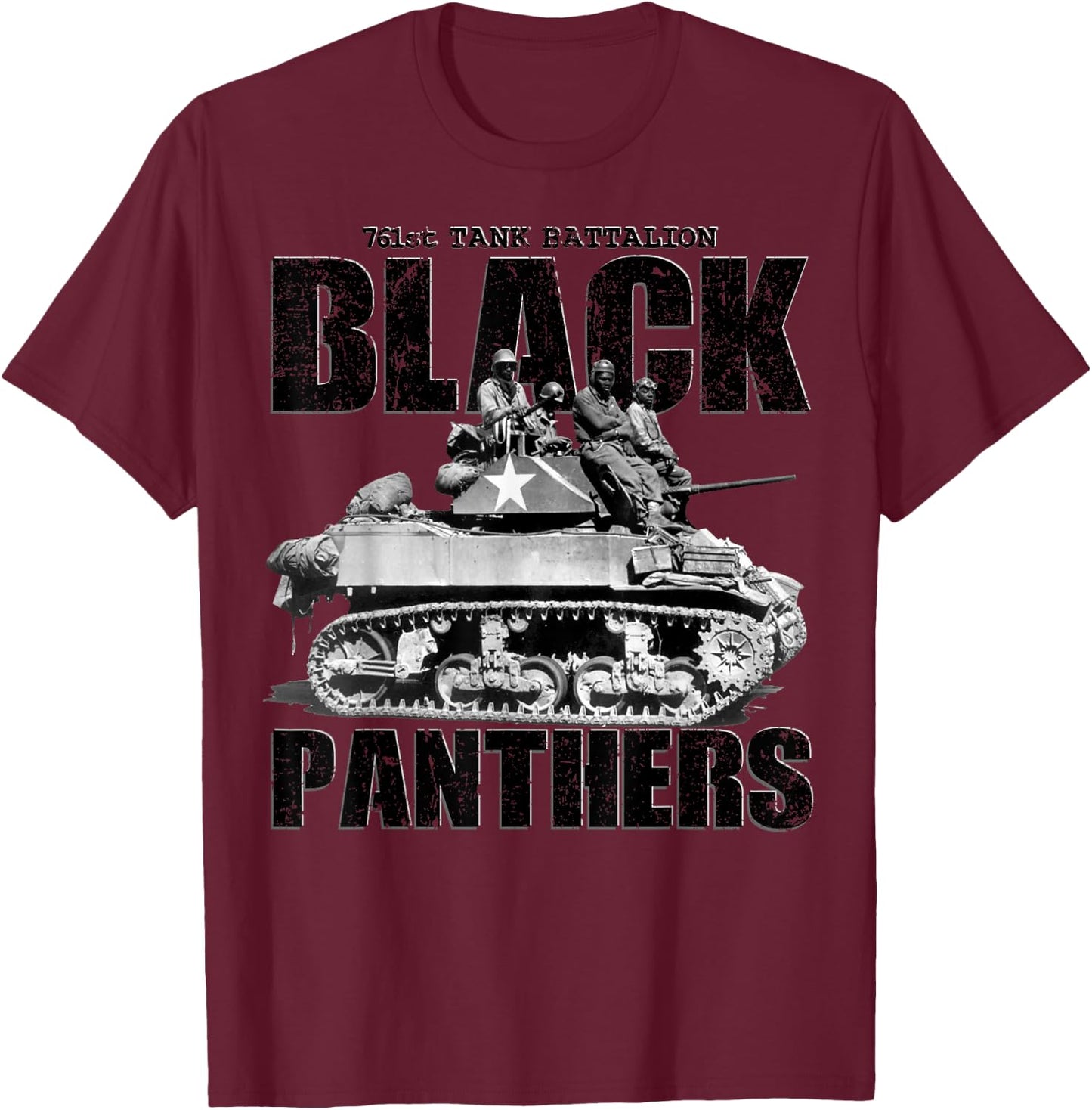 Black Panthers 761st Tank Battalion WW2 Black Tank Squadron T-Shirt - T-Shirt | Maroon