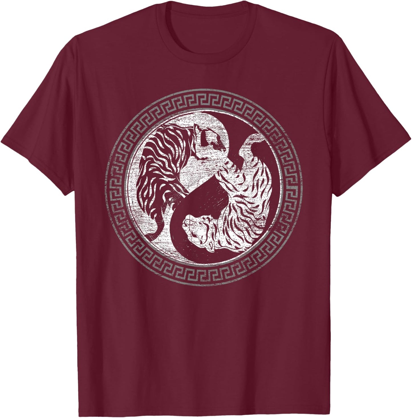 Yin Yang Asian Predator Wildlife Animal Wild Cat Tiger Women Kids T-Shirt - T-Shirt | Maroon