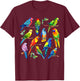 Colorful Parrot Watercolor T-Shirt - T-Shirt | Maroon