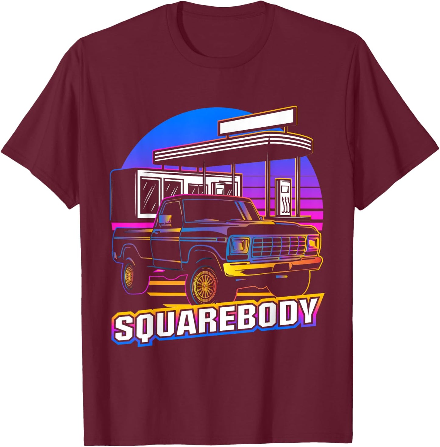 Retro Square Body Truck Squarebody Vintage Classic Truck Men T-Shirt - T-Shirt | Maroon