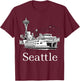 Seattle Skyline Island Ferry T-Shirt - T-Shirt | Maroon