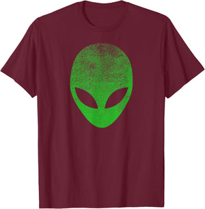 Alien Head Distressed I Aliens UFO Area 51 Roswell T-Shirt - T-Shirt | Maroon