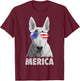 Bull Terrier 4th of July Merica Men American Flag Sunglasses T-Shirt - T-Shirt | Maroon