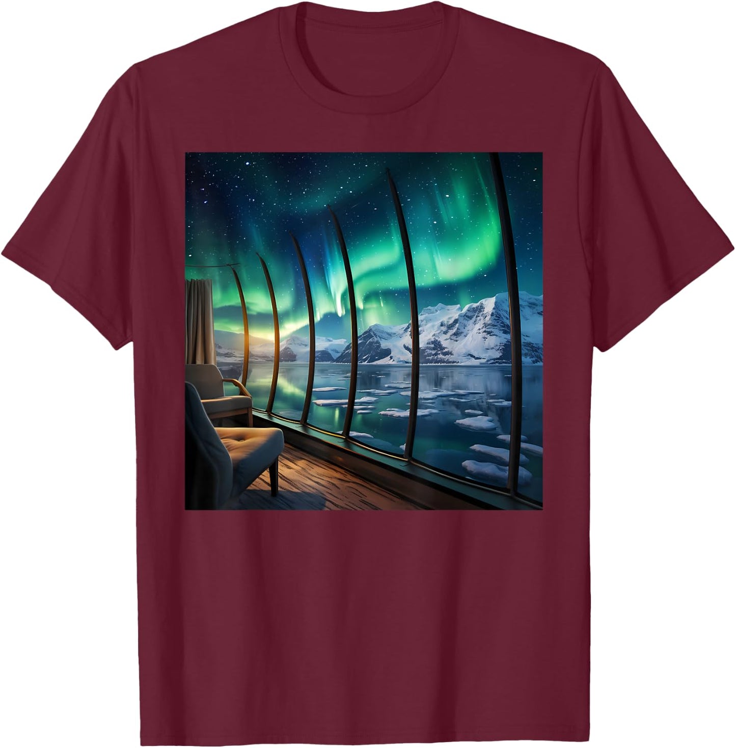 Norway Auroa Borealis Cruise Northern Lights Vacation Merch T-Shirt - T-Shirt | Maroon
