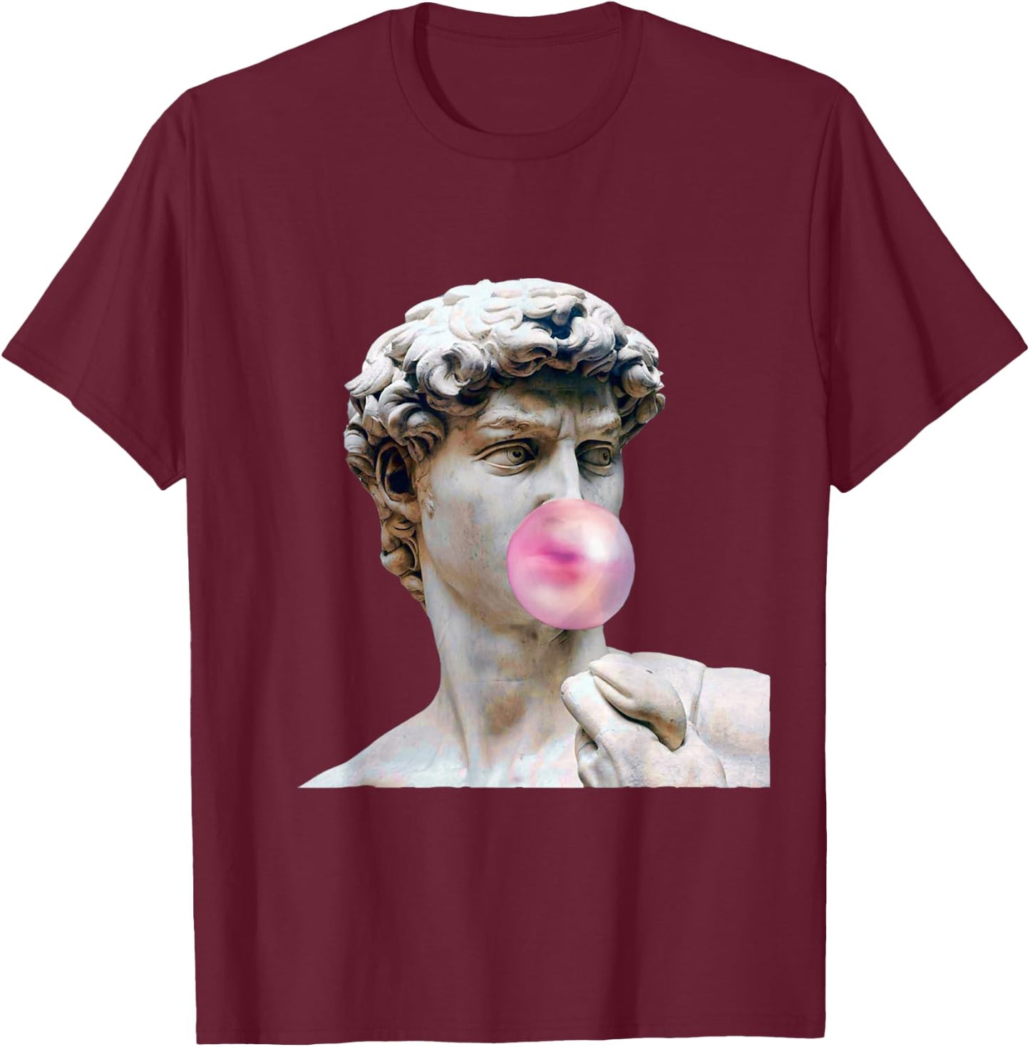 David Michelangelo with Chewing Gum Statue Art Man Woman Child T-Shirt - T-Shirt | Maroon