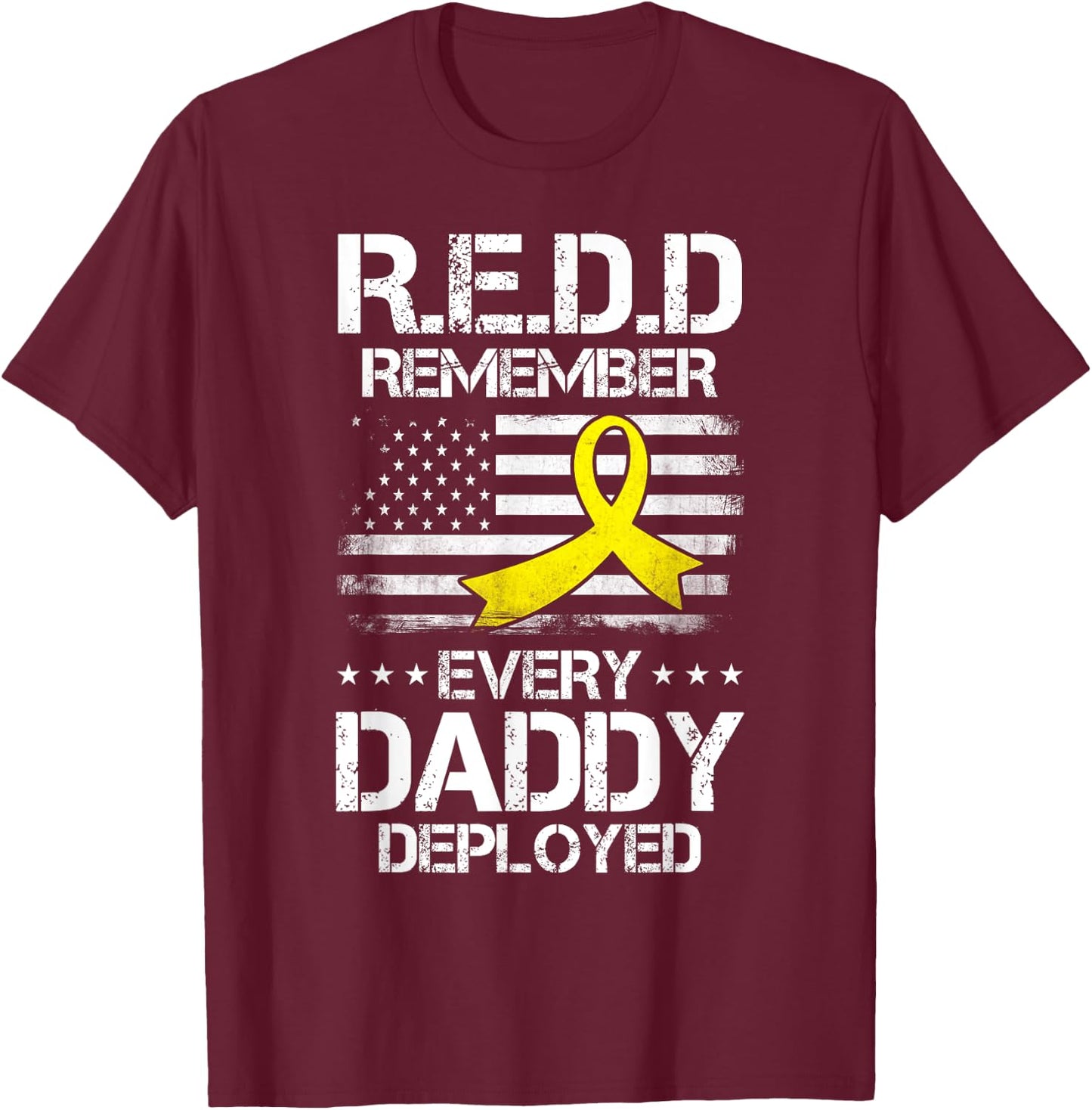 Red Friday For My Daddy Remember Deployed Dad Yellow Ribbon T-Shirt - T-Shirt | Maroon