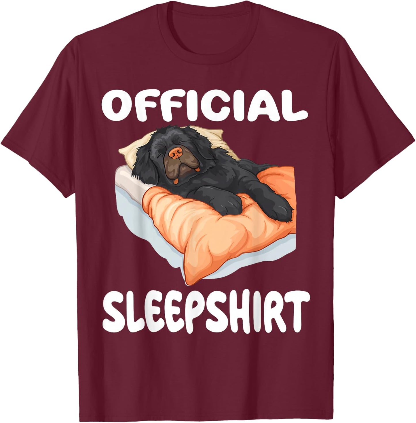 Newfoundland Dog Official Sleepshirt Pajamas Nightgown T-Shirt - T-Shirt | Maroon