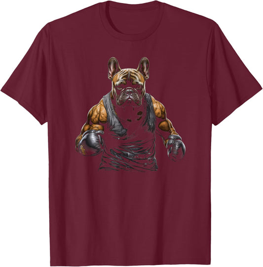 French Bulldog Boxing Men Women Kids T-Shirt - T-Shirt | Maroon