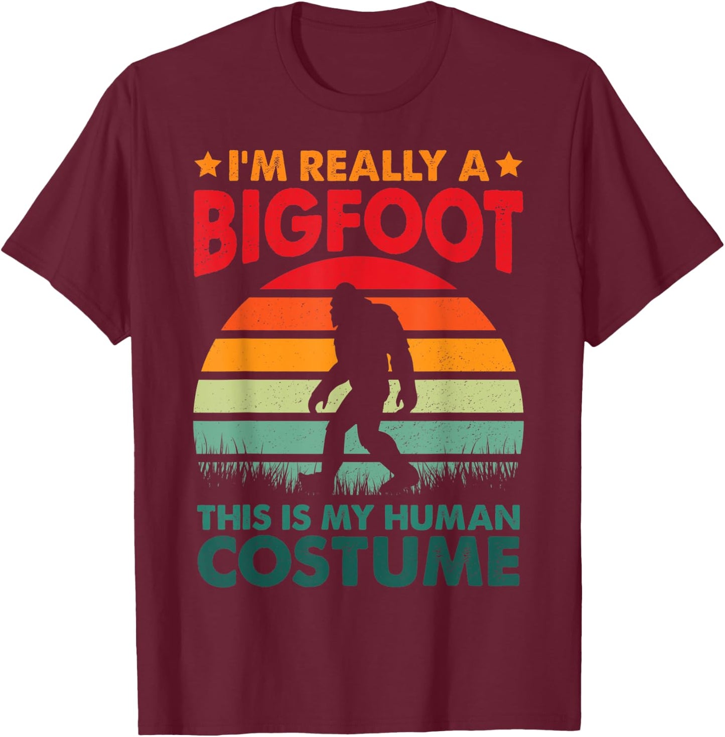 This is My Human Costume Bigfoot Social Distancing Champion T-Shirt - T-Shirt | Maroon