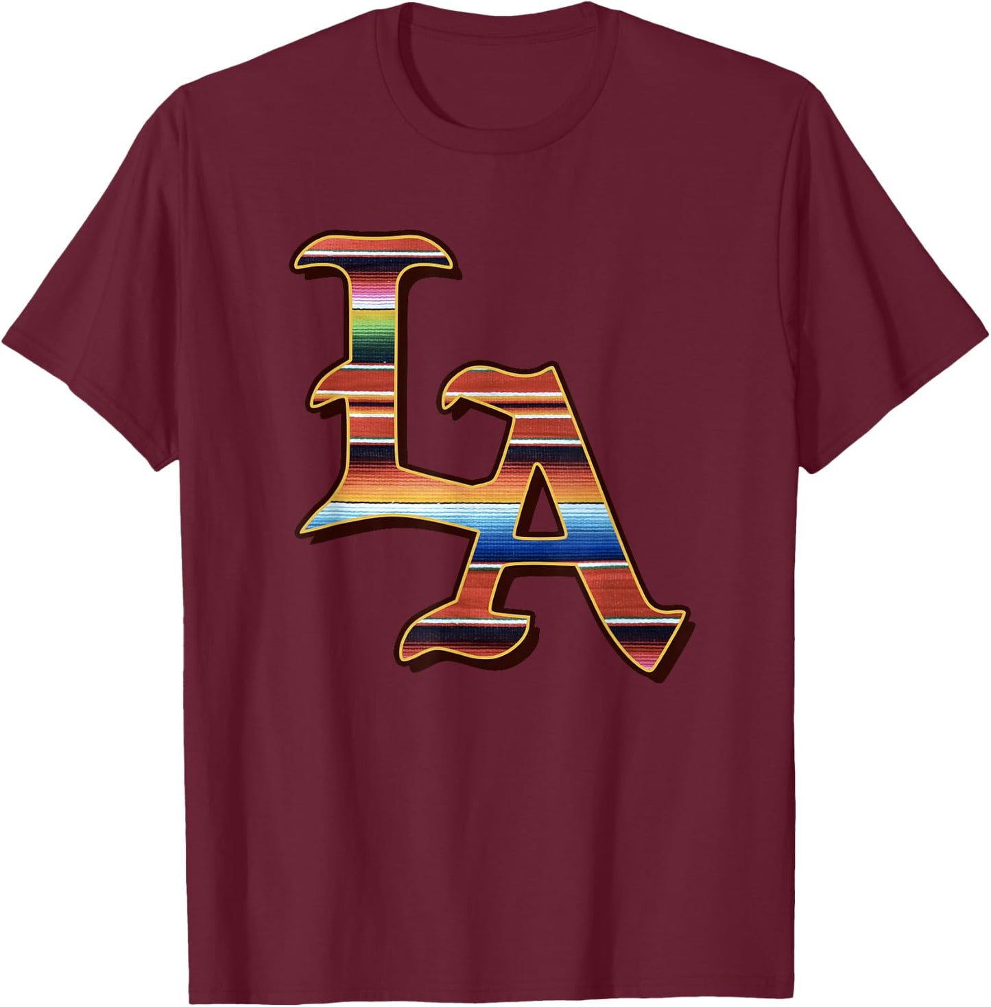 LA, Sarape, Los Angeles, LA Sarape East LA Baseball Mexican T-Shirt - T-Shirt | Maroon