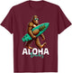 Kids Bigfoot Surfing Hawaiian Beach Funny Sasquatch T-Shirt - T-Shirt | Maroon
