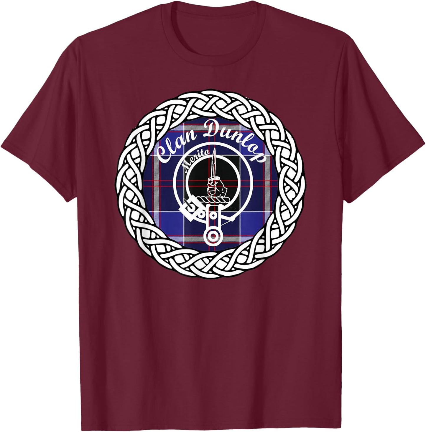 Dunlop surname last name Scottish Tartan Clan Crest T-Shirt - T-Shirt | Maroon