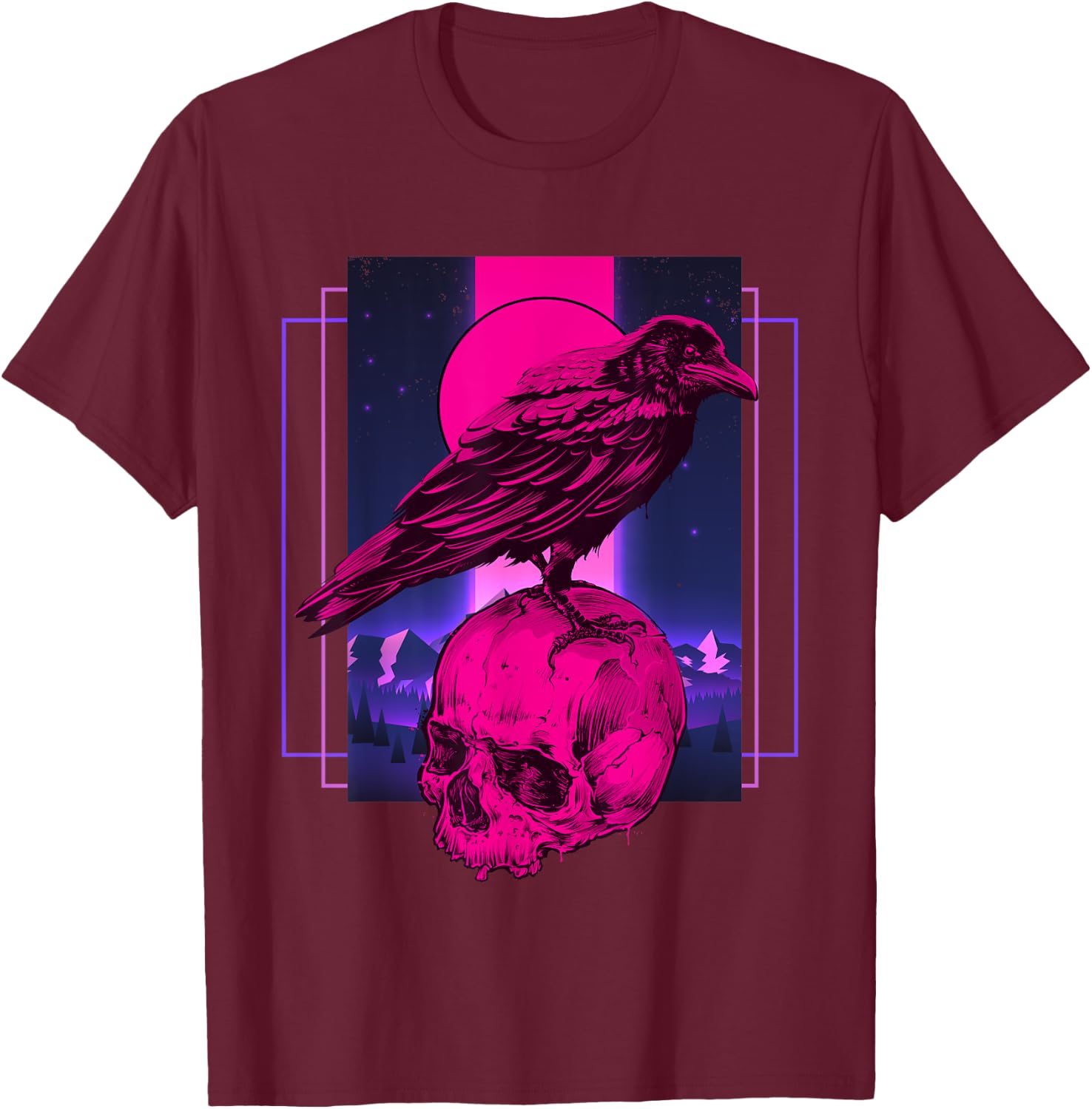 Skull Raven T-Shirt - T-Shirt | Maroon