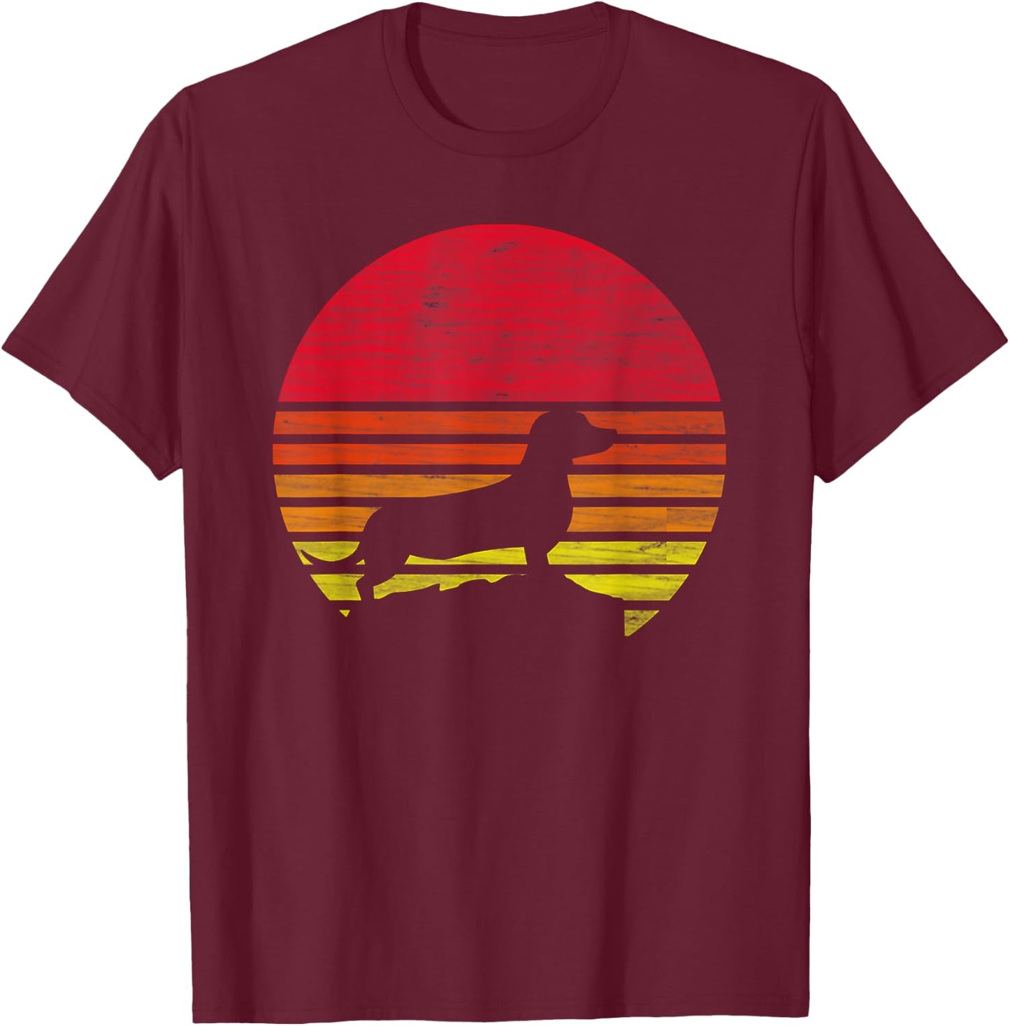 Dachshund Retro T-Shirt - T-Shirt | Maroon