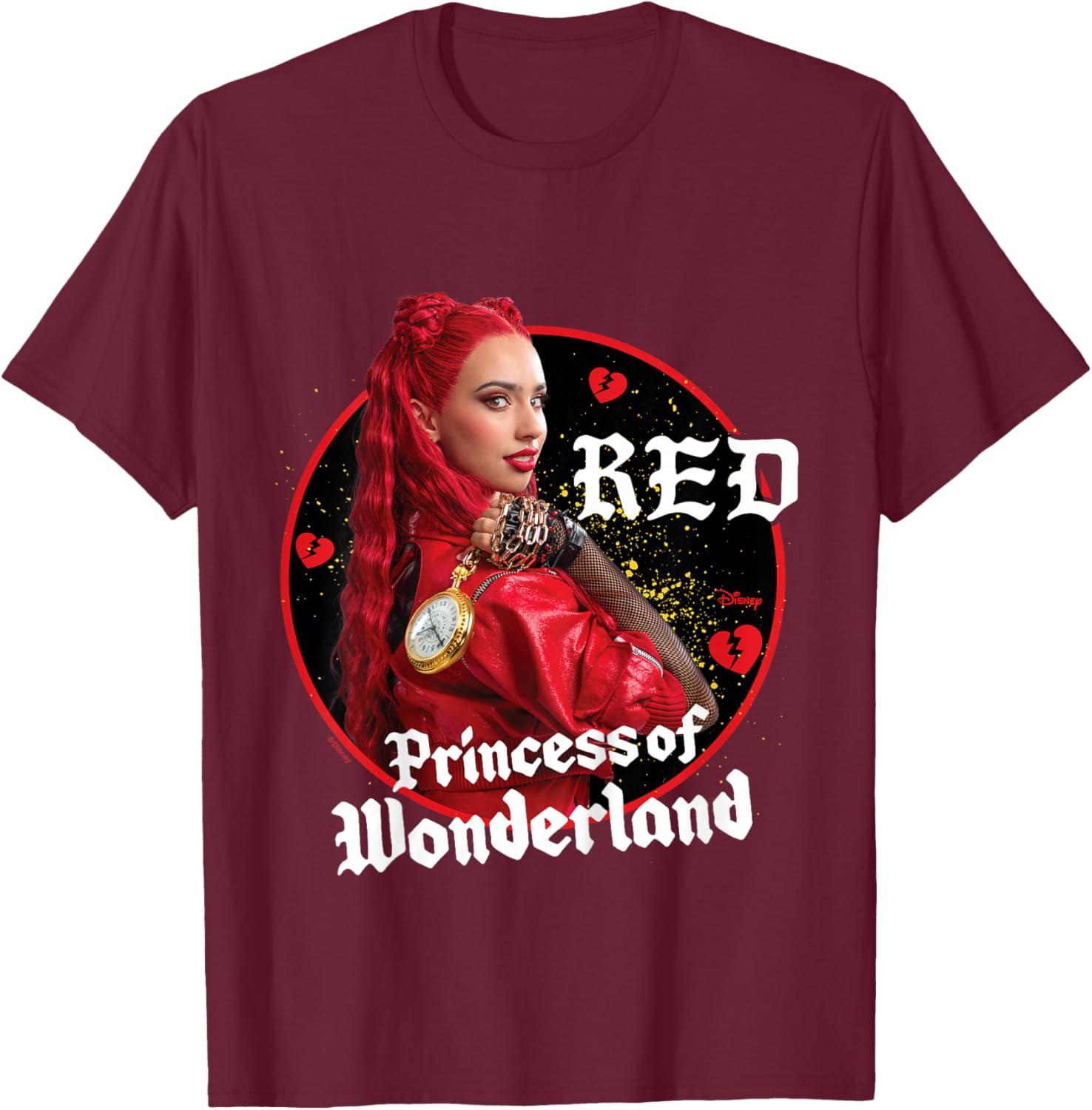 Kids Descendants 4 - Red Princess of Wonderland Broken Hearts T-Shirt - T-Shirt | Maroon