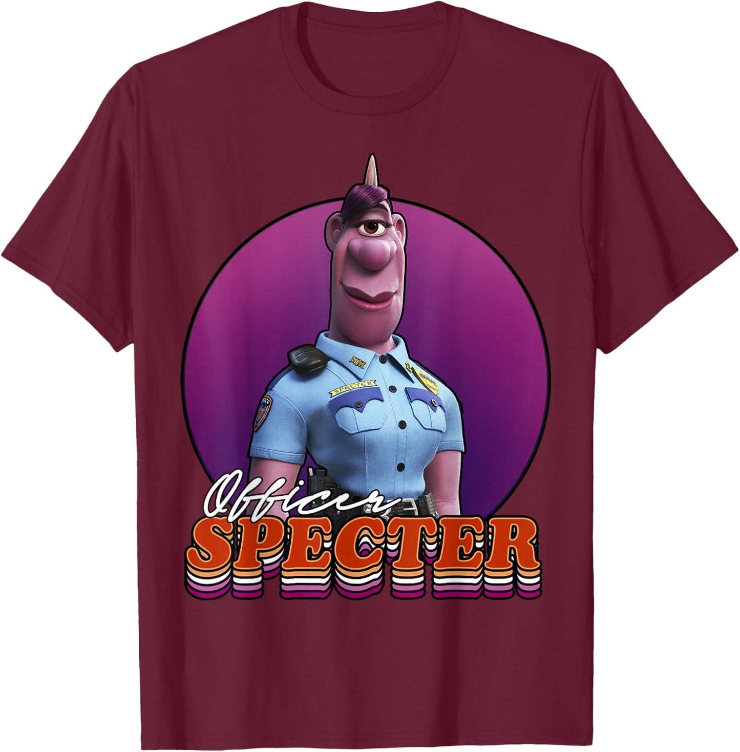 Disney Pixar Onward Officer Specter Portrait T-Shirt - T-Shirt | Maroon