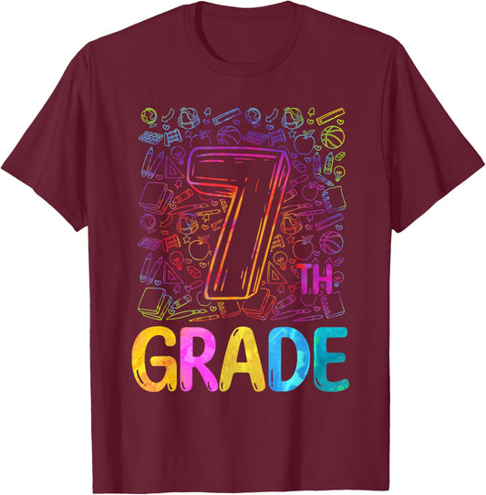 7th Grade Typography Team Seventh Grade Back To School Kids T-Shirt - T-Shirt | Maroon
