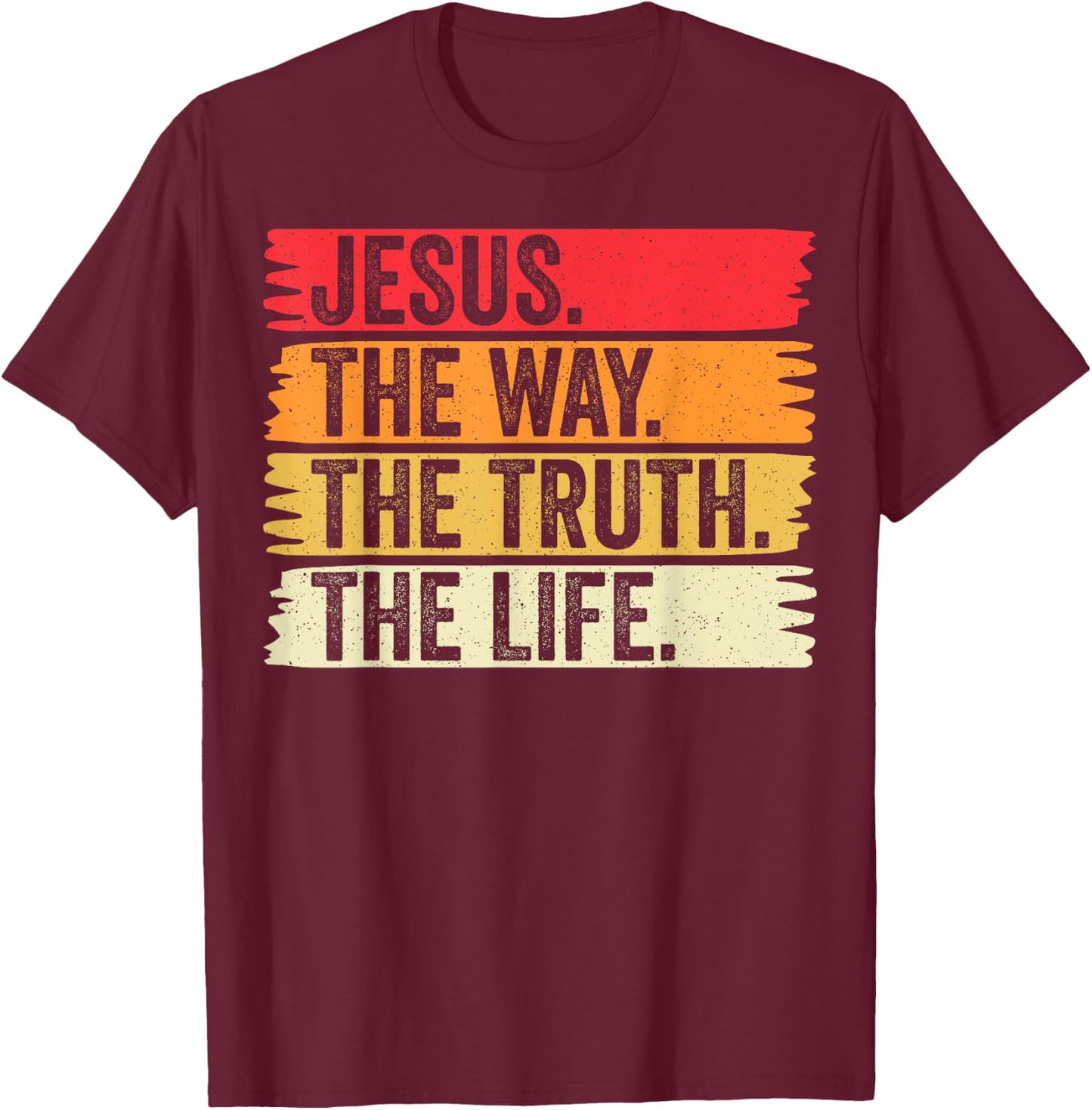 Jesus The Way Truth and The Life Men Women Vintage Christian T-Shirt - T-Shirt | Maroon