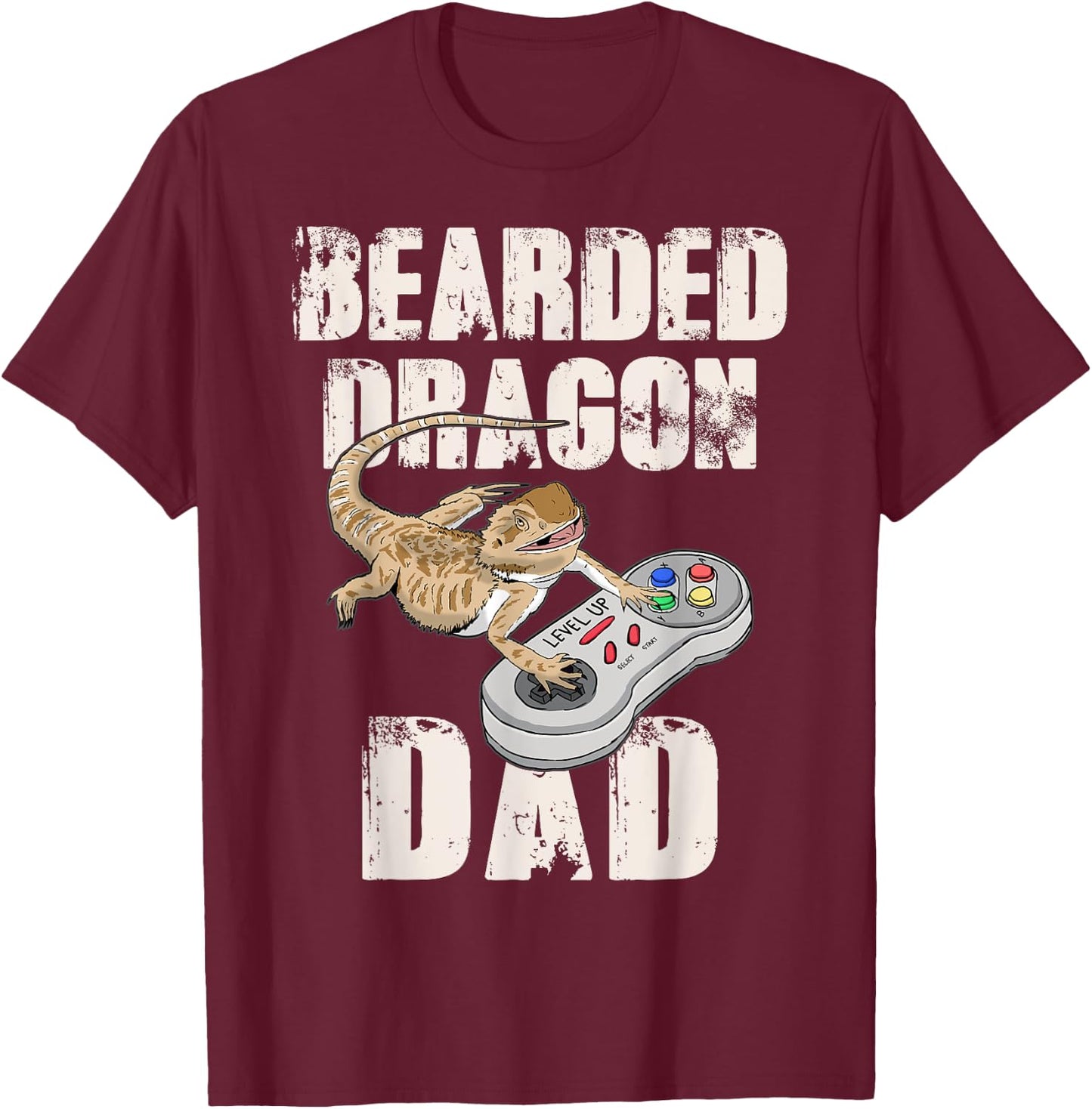 Bearded dragon Dad Video Game Reptiles Pagona Gamers T-Shirt - T-Shirt | Maroon