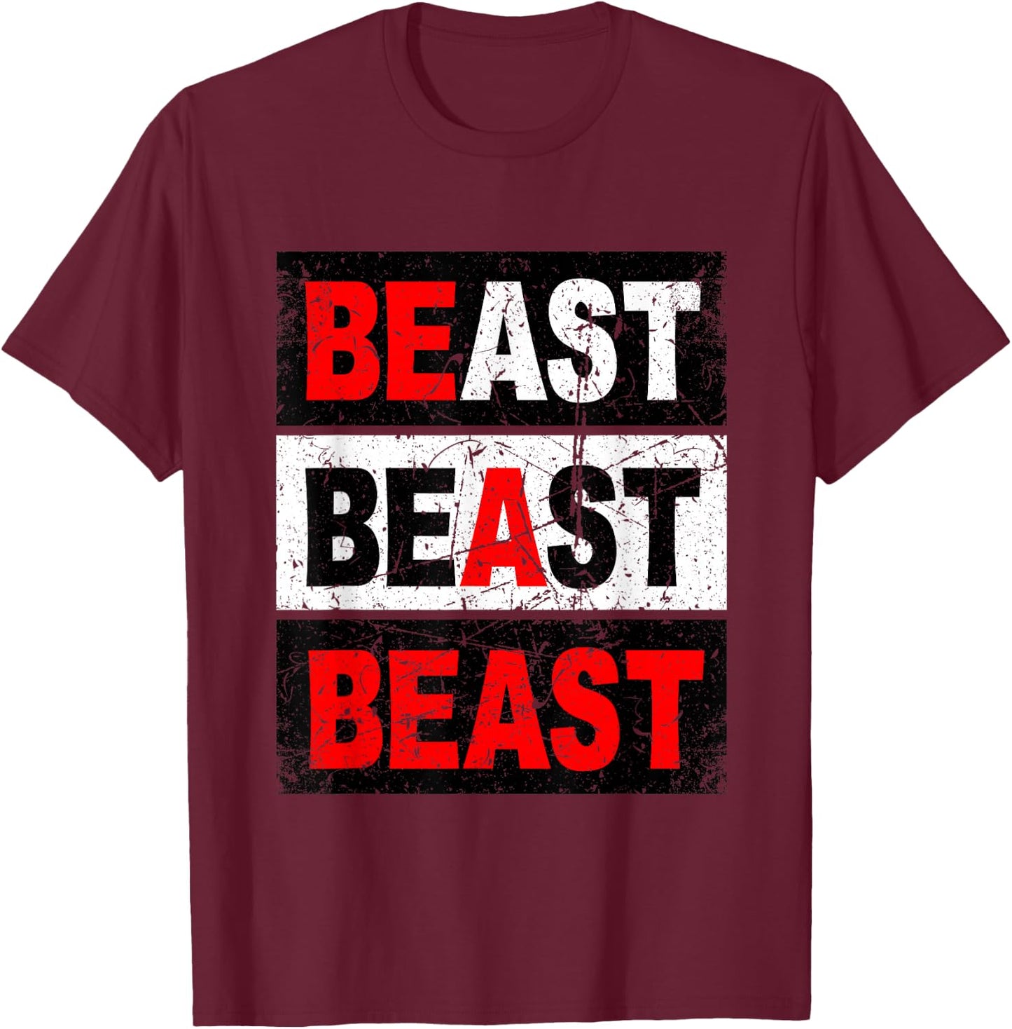 Retro Be A Beast Gym Training Shirt T-Shirt - T-Shirt | Maroon