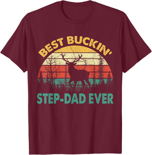 Best Buckin' Step-Dad Ever Deer Hunting Bucking T-Shirt - T-Shirt | Maroon