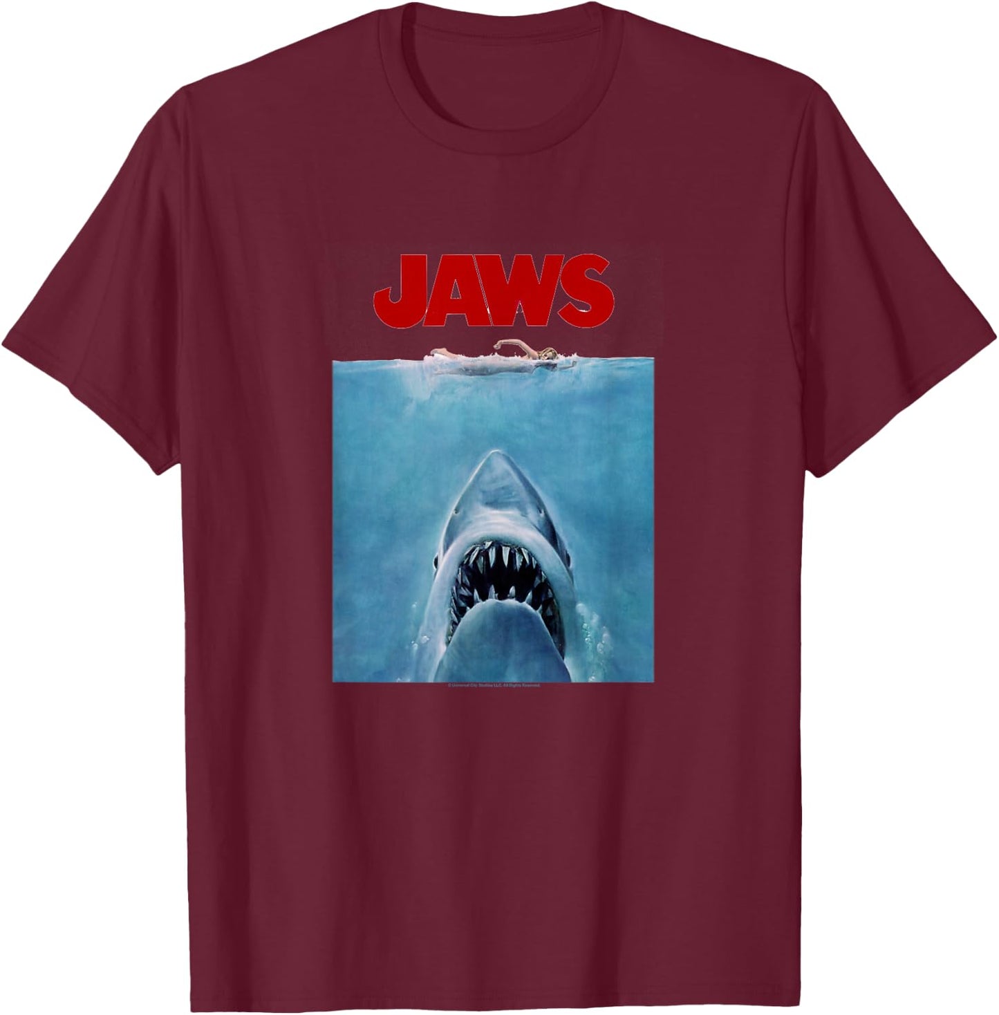 Jaws Classic Poster Art T-Shirt - T-Shirt | Maroon