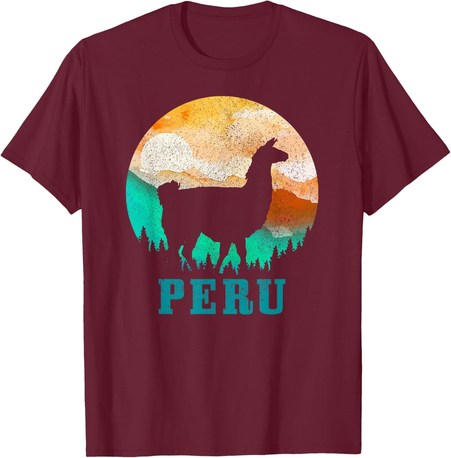 Peru Llama Alpaca Peruvian Roots Pride Vintage Peru T-Shirt - T-Shirt | Maroon