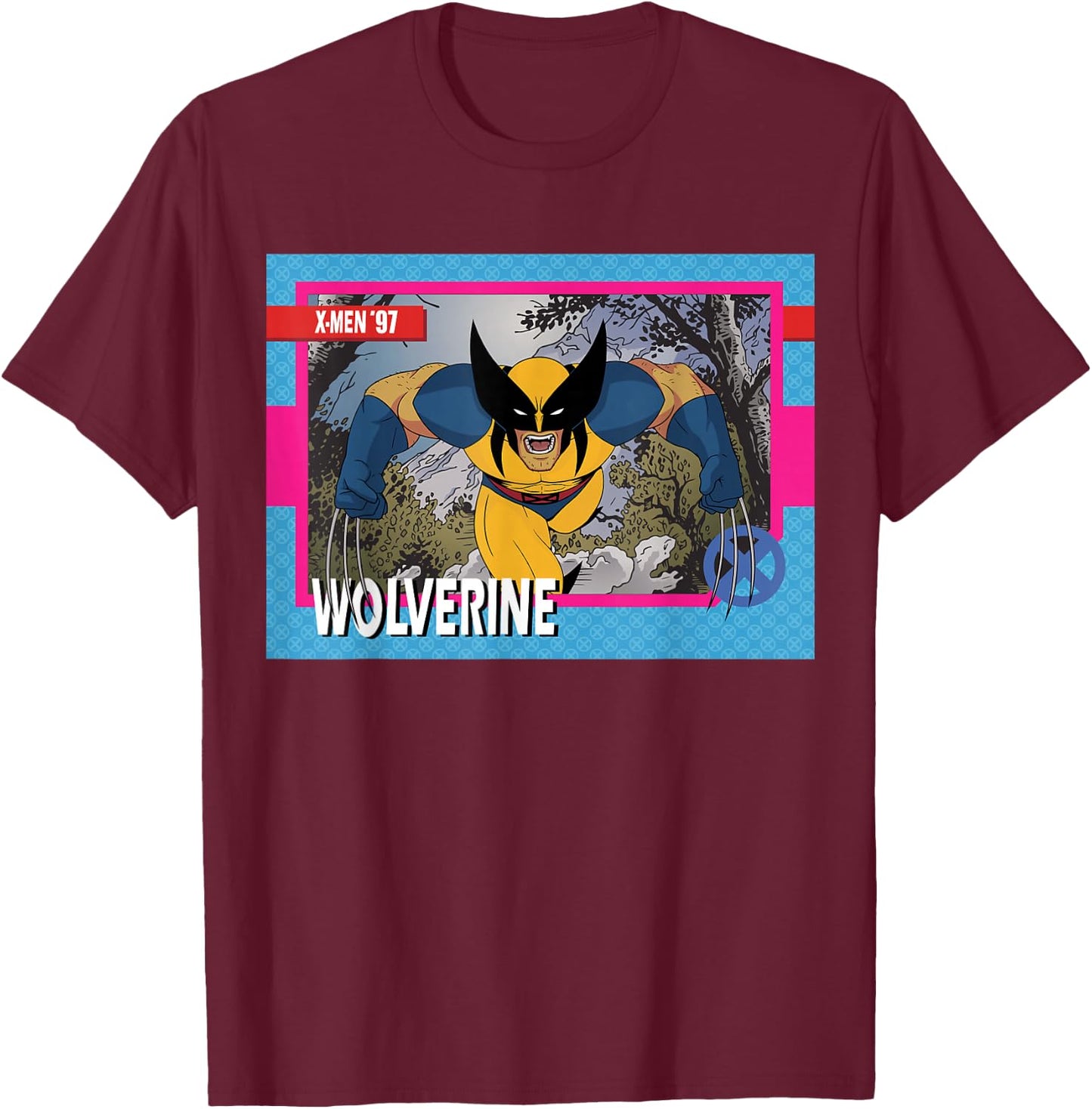 Marvel Studios X-Men ’97 Wolverine Retro Trading Card T-Shirt - T-Shirt | Maroon