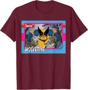 Marvel Studios X-Men ’97 Wolverine Retro Trading Card T-Shirt - T-Shirt | Maroon