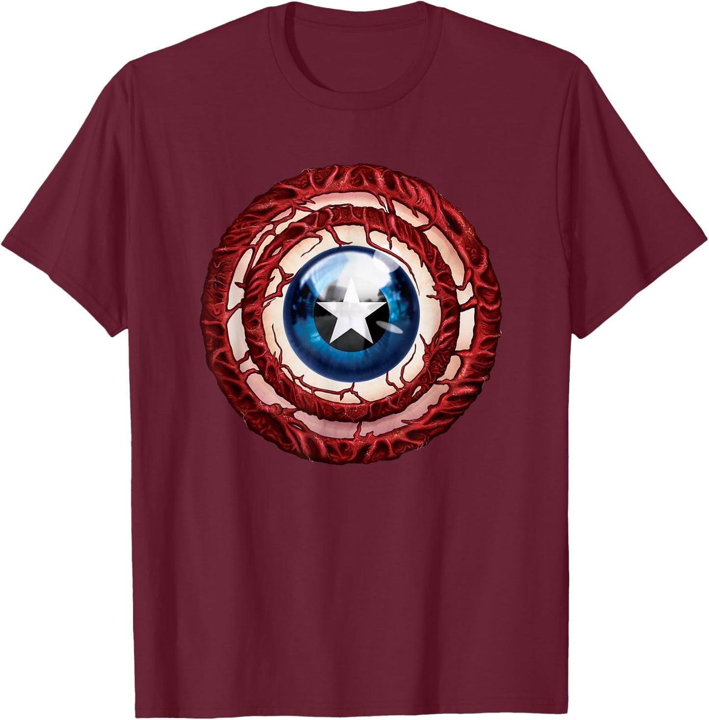 Marvel Captain America Haunted Halloween Eye Shield T-Shirt - T-Shirt | Maroon