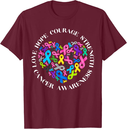 All Cancer Matters Awareness Fight All Cancer Ribbon Support T-Shirt - T-Shirt | Maroon