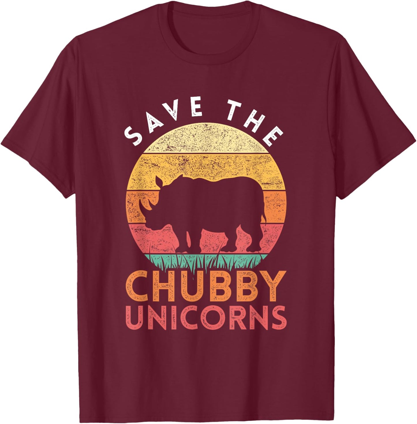 Save The Chubby Unicorns Rhino T-Shirt - T-Shirt | Maroon