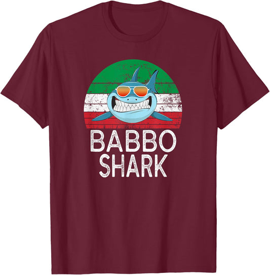 Babbo Shark Italian Dad Funny T-Shirt - T-Shirt | Maroon