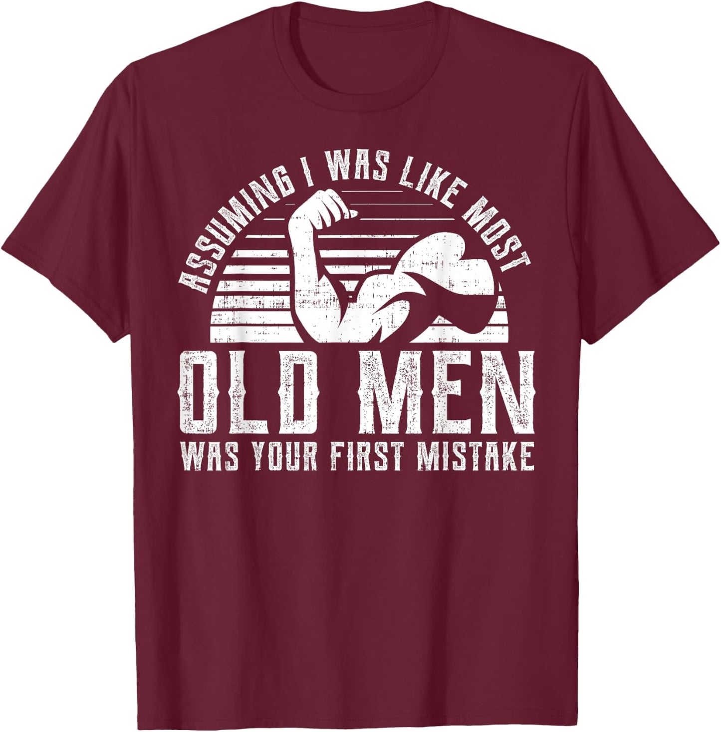 Old Man Weight Lifting design For Old Strong People T-Shirt - T-Shirt | Maroon