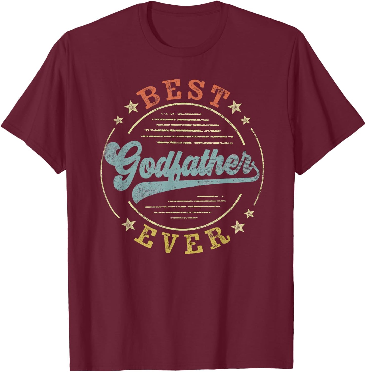 Best Godfather Ever Father's Day Godfather Gifts Emblem T-Shirt - T-Shirt | Maroon