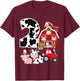 Farm Barnyard Theme Pig Cow Horse 2nd Birthday 2 Yrs Old T-Shirt - T-Shirt | Maroon