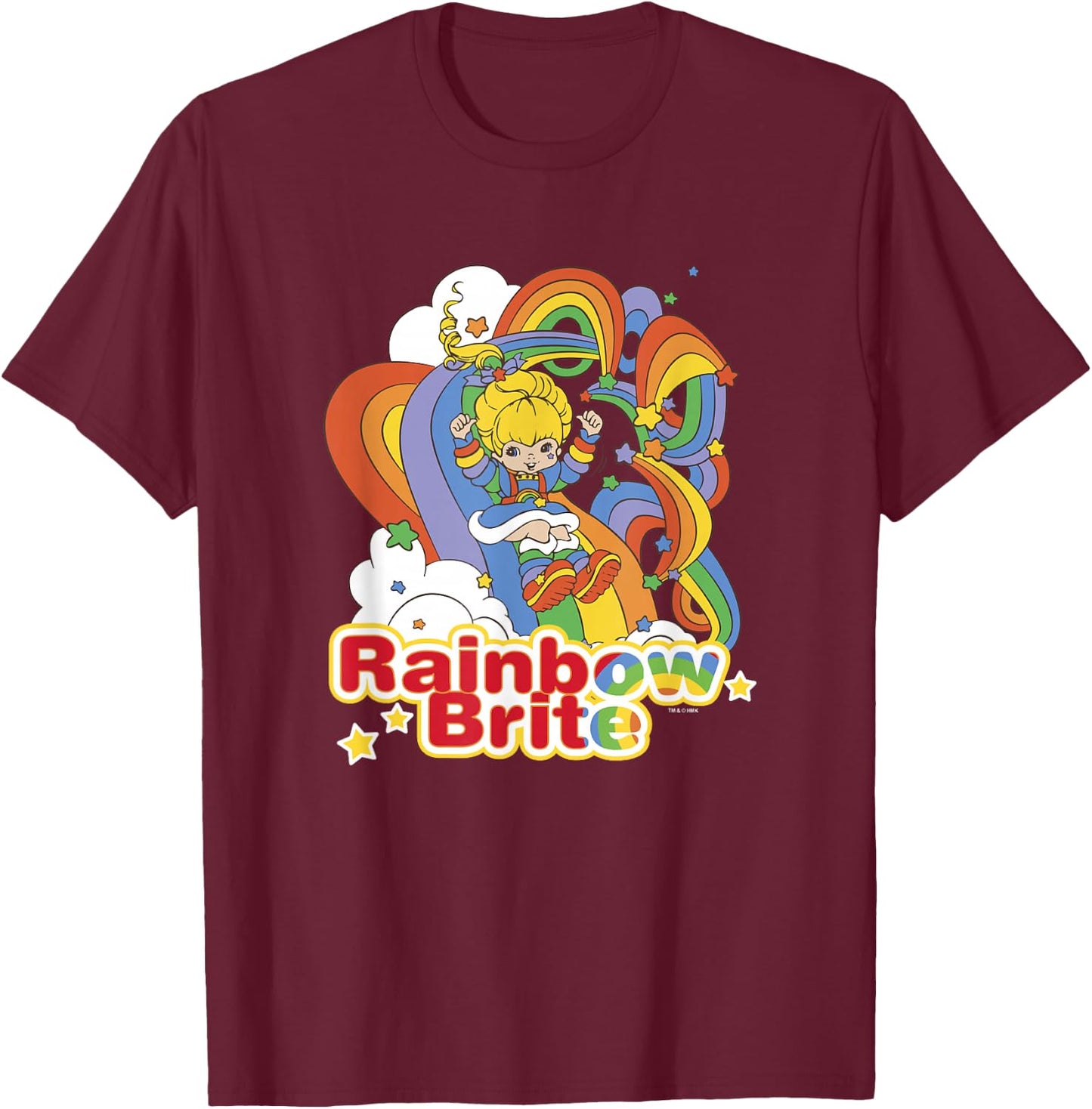 Rainbow Brite Wisp Sliding Down Rainbows Portrait T-Shirt - T-Shirt | Maroon