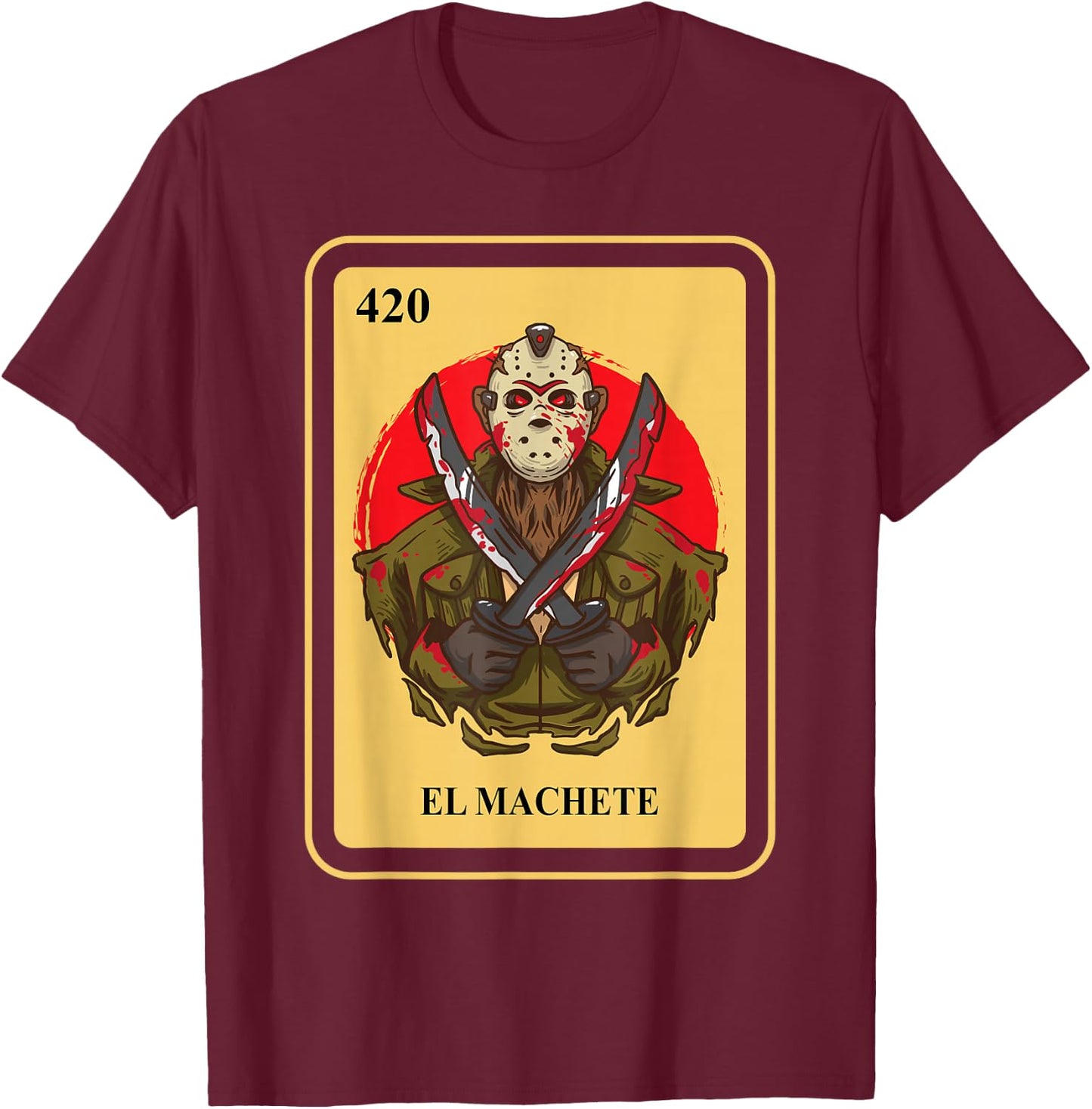 Mexican El Machete traditional Bingo Card game T-Shirt - T-Shirt | Maroon