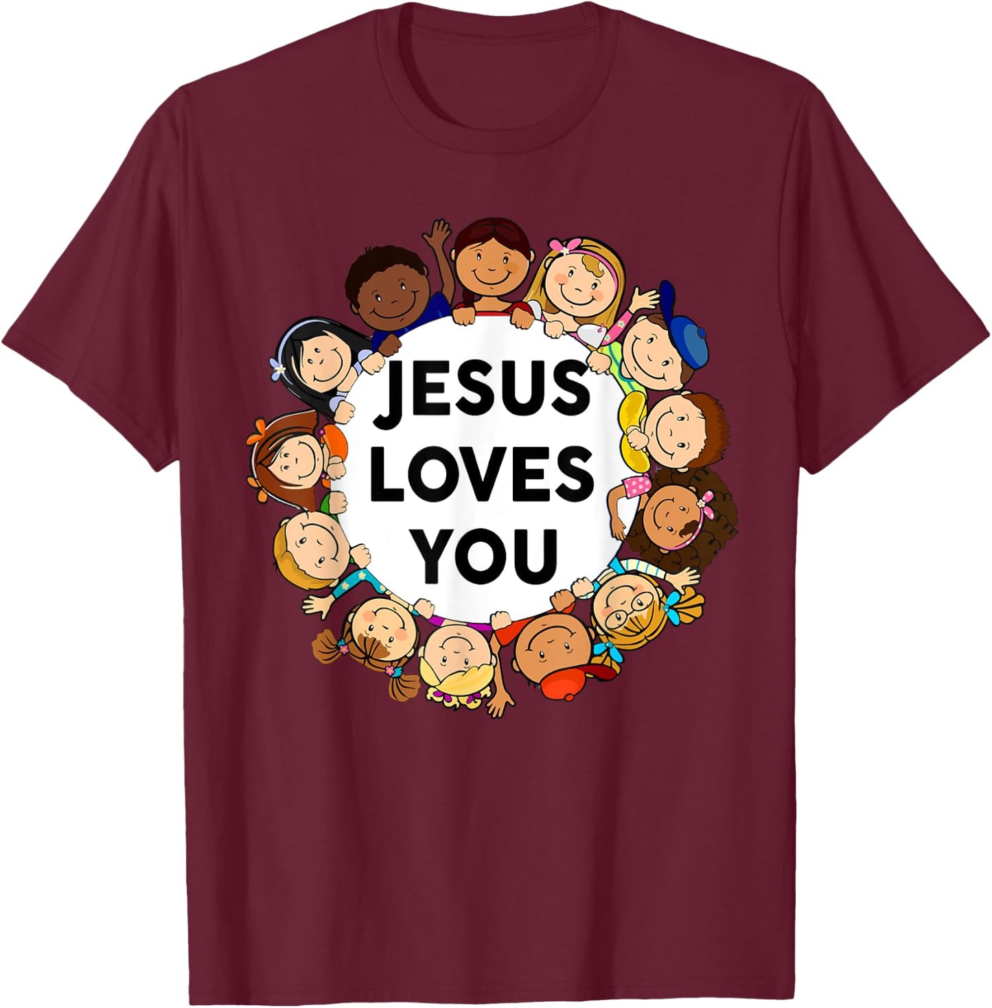 Toddler Jesus Loves You Shirt Kids Boy Girl Christian God T-Shirt - T-Shirt | Maroon