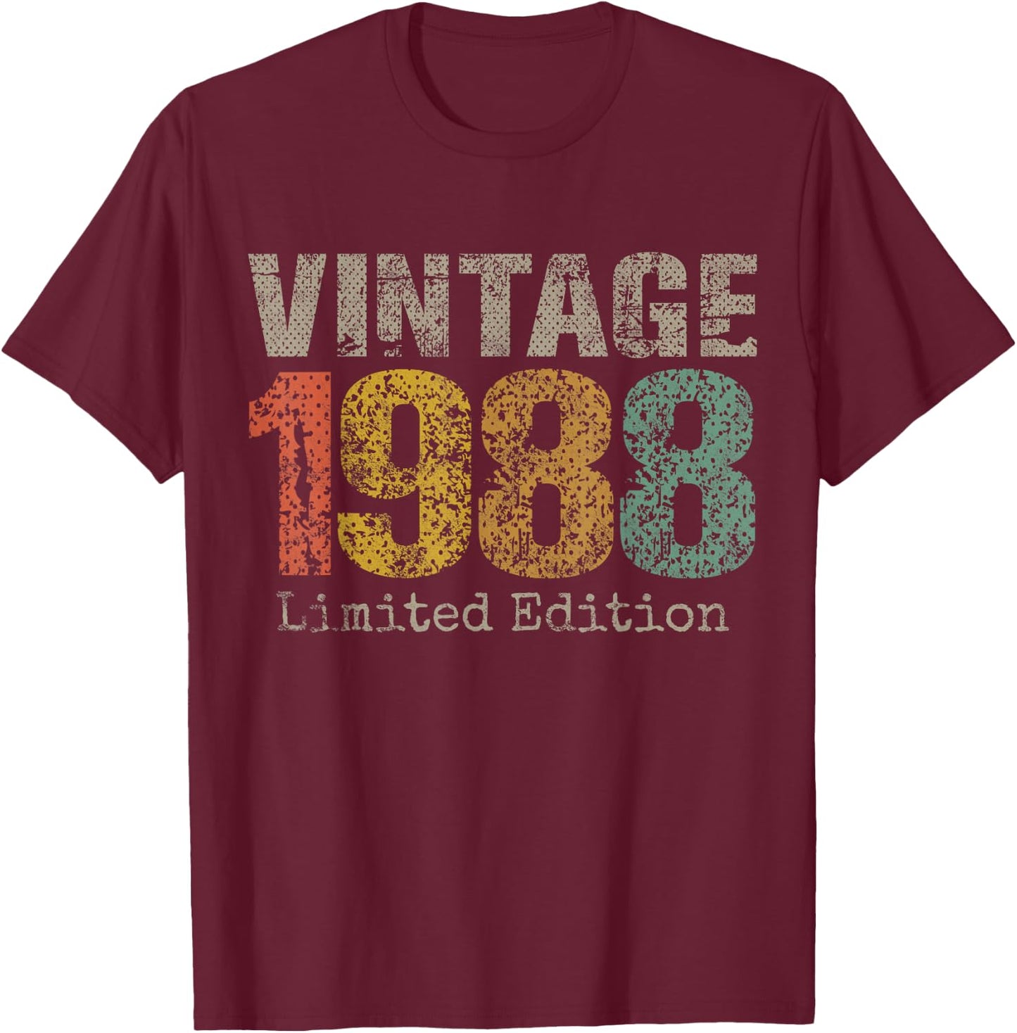 Vintage 1988 Limited Edition 37th Birthday Gifts 37 Year Old T-Shirt - T-Shirt | Maroon