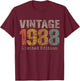Vintage 1988 Limited Edition 37th Birthday Gifts 37 Year Old T-Shirt - T-Shirt | Maroon