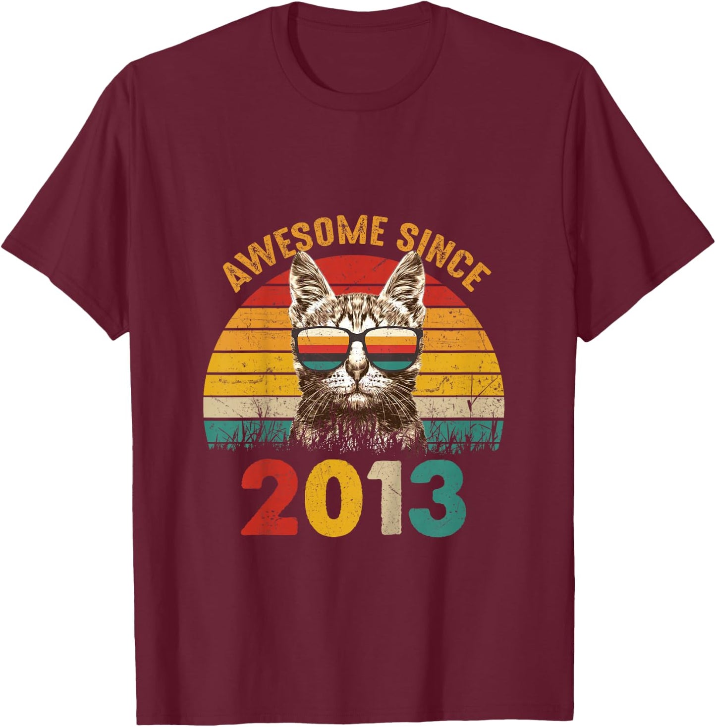 12th Birthday Funny girls boys 12 Years Awesome Since 2013 T-Shirt - T-Shirt | Maroon
