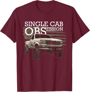 OBS Single Cab Truck American Flag Old Body Style Truck T-Shirt - T-Shirt | Maroon