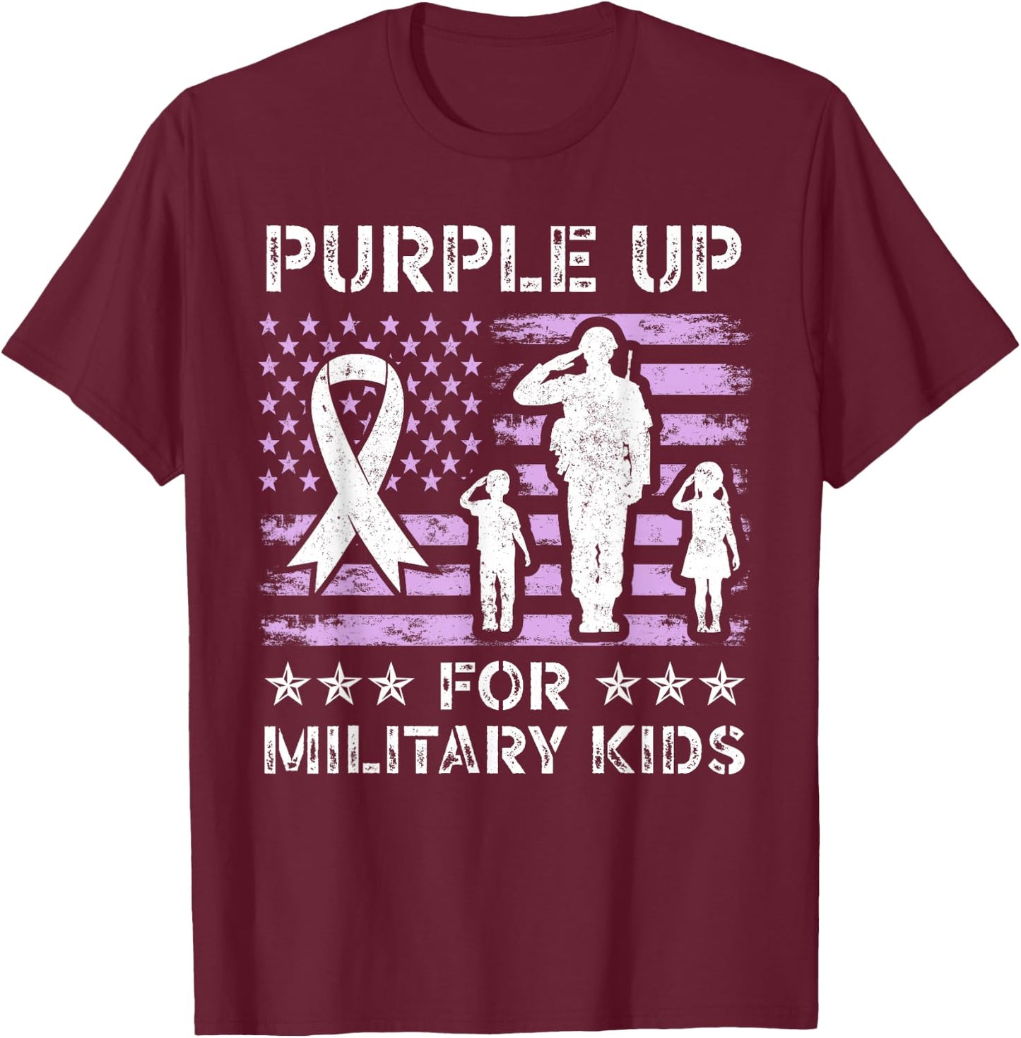 Purple Up for Military Kids Boys and Girls Military Child T-Shirt - T-Shirt | Maroon